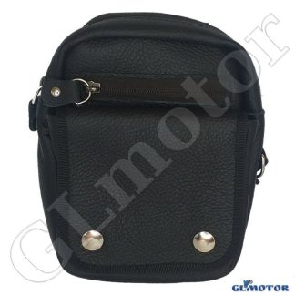 Motoros combtáska, bőr fekete